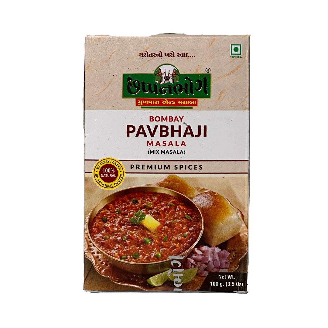 Chhappanbhog of Bombay Pavbhaji Masala 100gm box pack front view