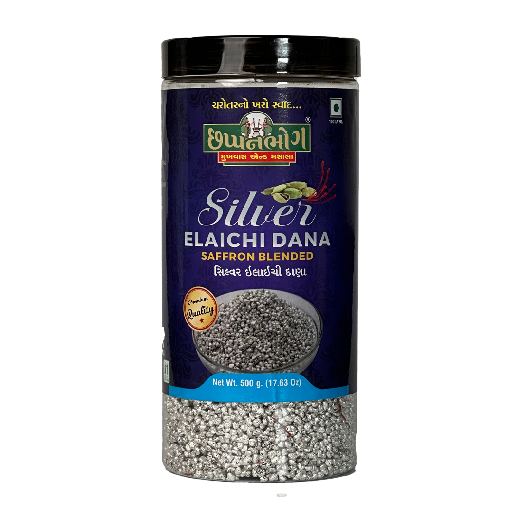 Chhappanbhog Silver Elaichi Dana 500 gm front view