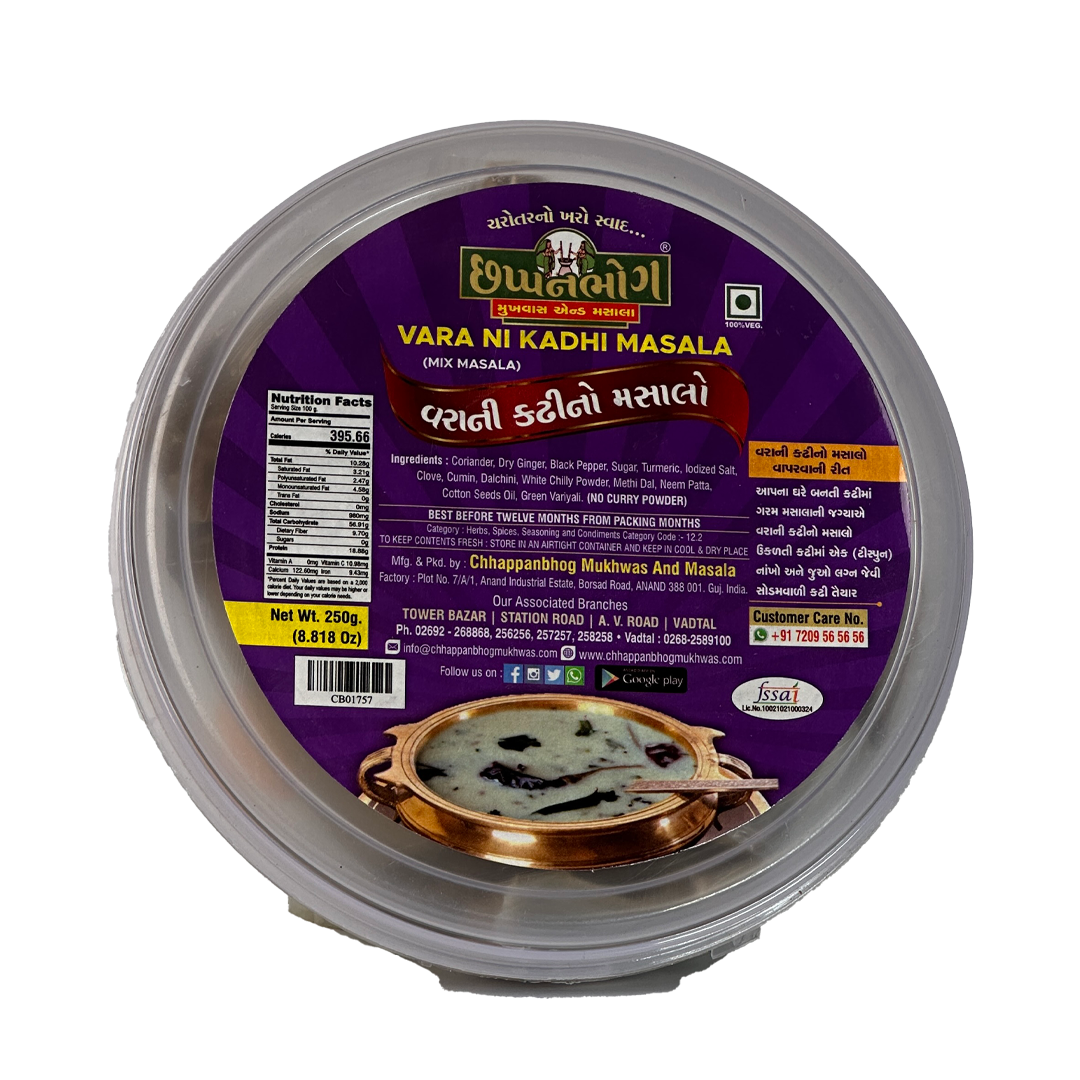 Chhappanbhog Vara Ni Kadhi Masala 250gm pack front view