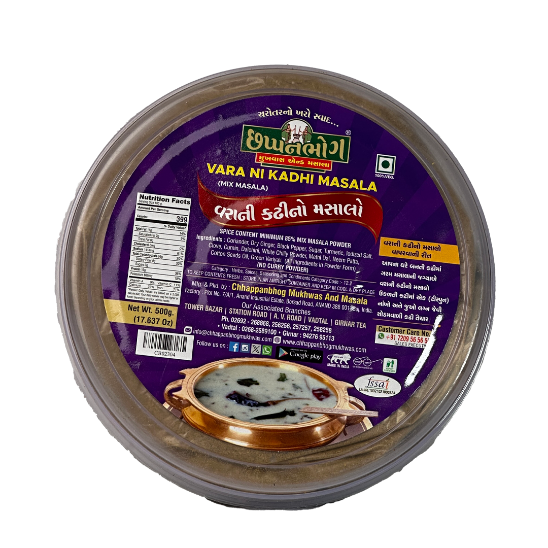 Chhappanbhog Vara Ni Kadhi Masala 500gm pack front view