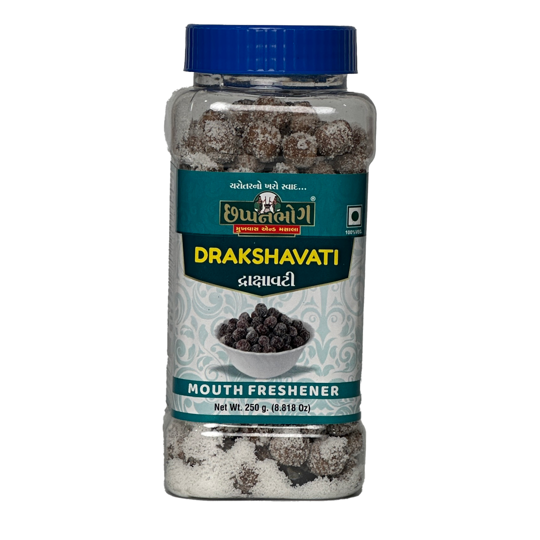 Chhappanbhog Drakshavati Mouth Freshener 250gm pack front view