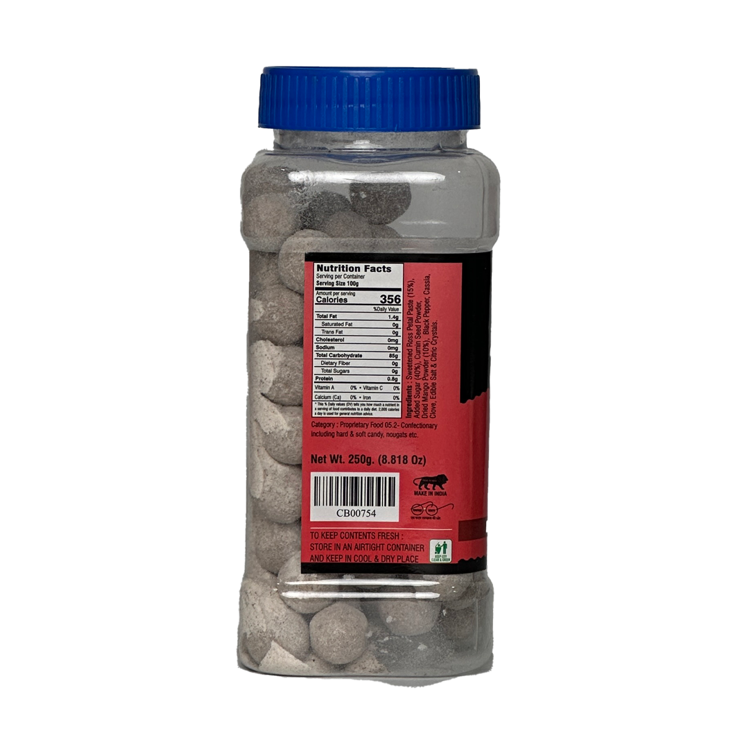 250gm Chhappanbhog Gatagat Goli Mouth Freshener pack with ingredients and nutrition info