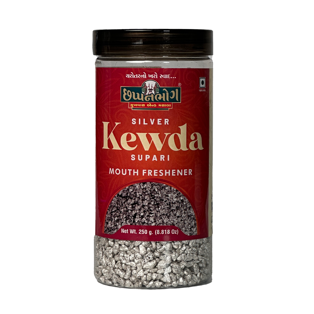 Chhappanbhog Silver Kewda Supari 250gm pack front view