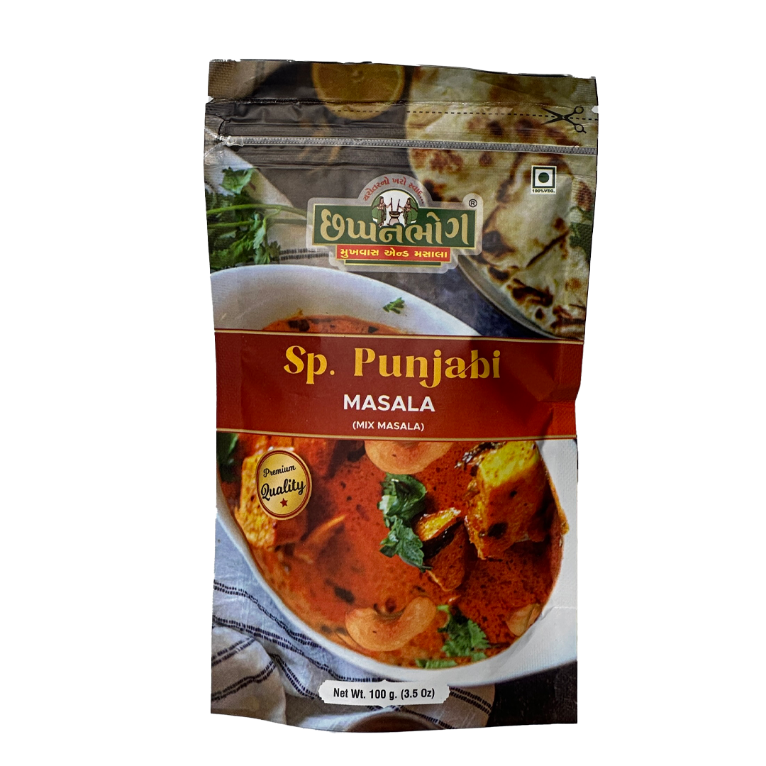 Chhappanbhog Sp. Punjabi Masala 100gm front view – premium Indian spice blend packaging