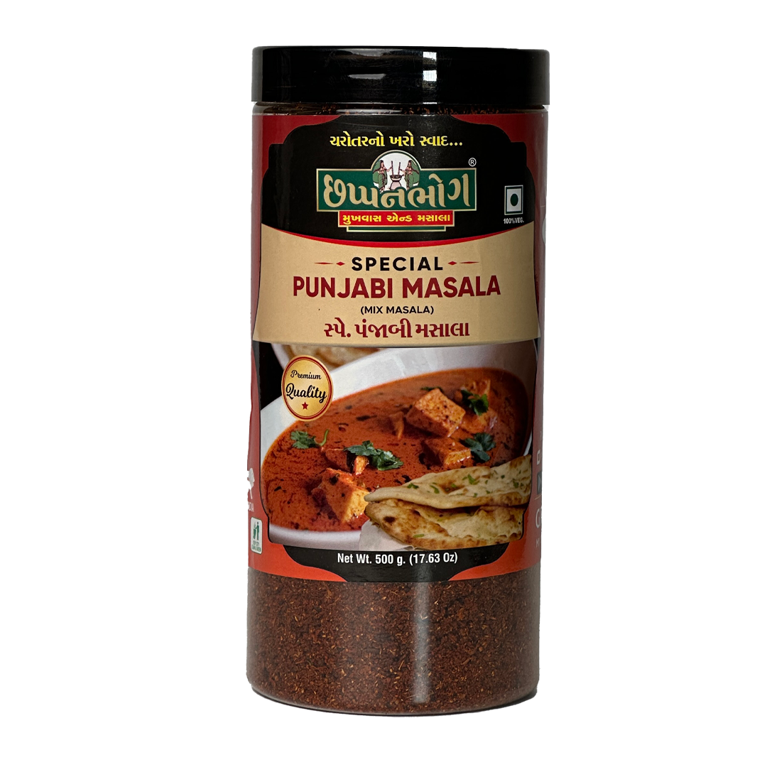 Front view of Chhappanbhog Special Punjabi Masala 500g pack